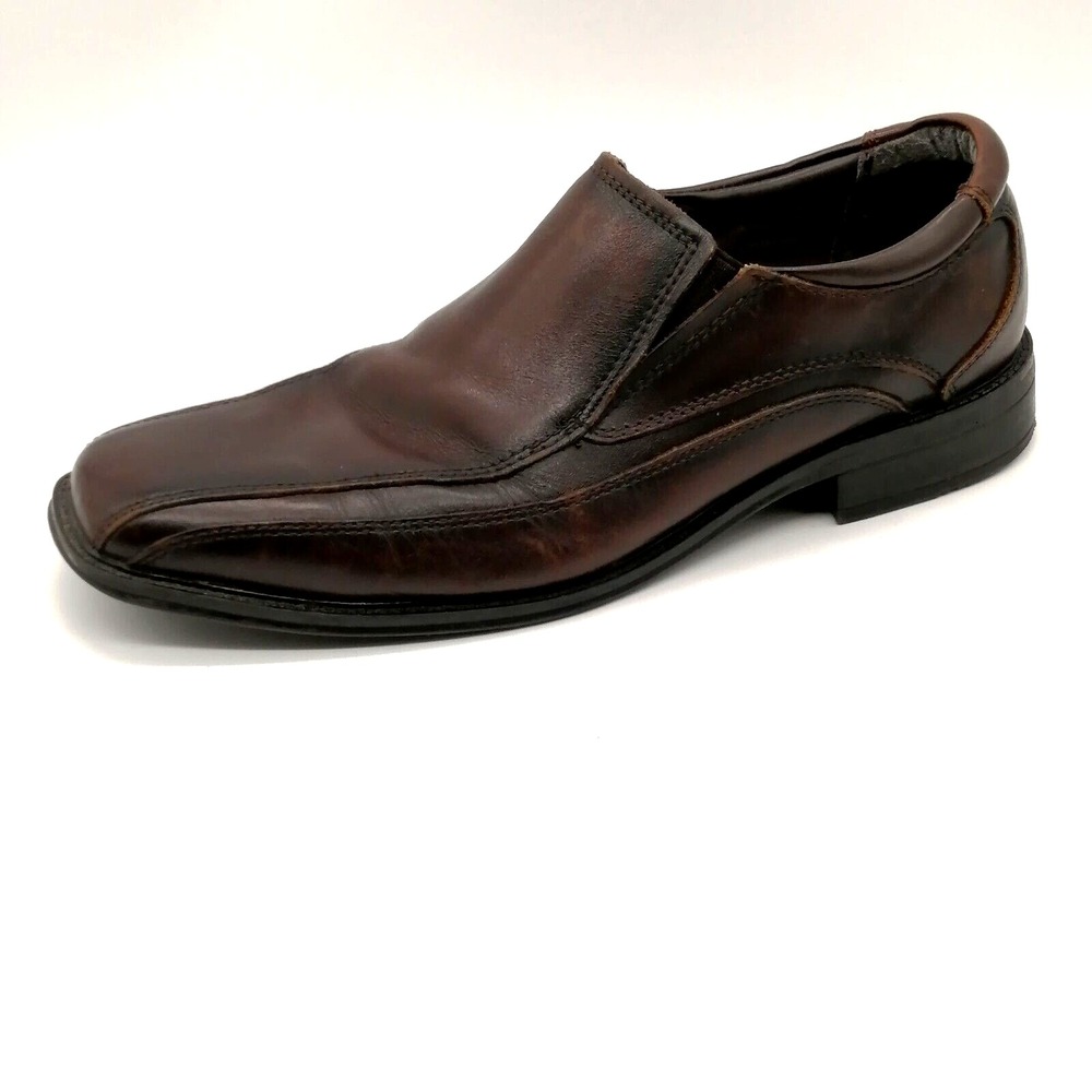 Dockers Shoes Mens Brown 10.5  Leather Slip On‎ Loafer Square Toe Stretch Career